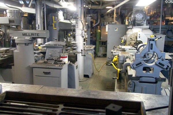 Machine shop of Battleship Massachusetts. Fall River, MA.