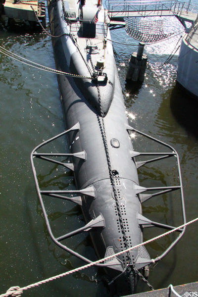 Aft protective structure of Submarine Lionfish at Battleship Cove. Fall River, MA.