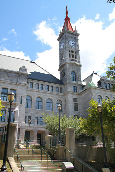 Fall River Trial Court (former B.M.C. Durfee High School) (1886) ( 289 Rock St.). Fall River, MA. Style: Renaissance Revival. Architect: George Albert Clough & Norcross Brothers.