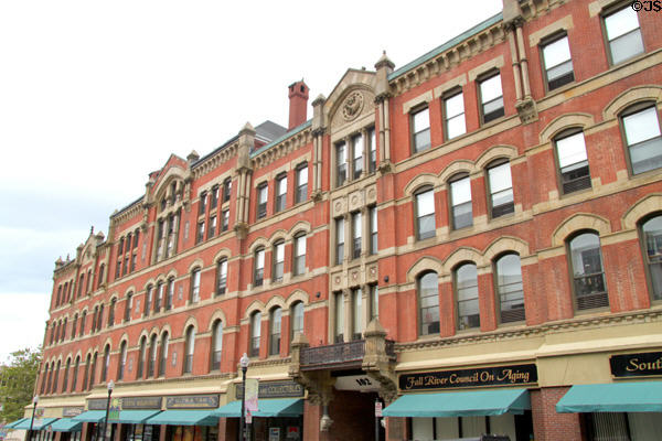 Academy Building (1876) (102 South Main St.). Fall River, MA. Style: Victorian Gothic. Architect: Hartwell & Swazey. On National Register.