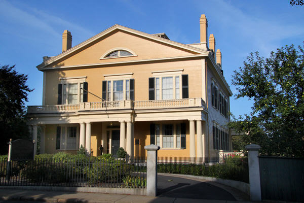 Rotch-Jones-Duff House Museum (1834) (396 County St.). New Bedford, MA. Style: Greek Revival. Architect: Richard Upjohn (attrib.). On National Register.