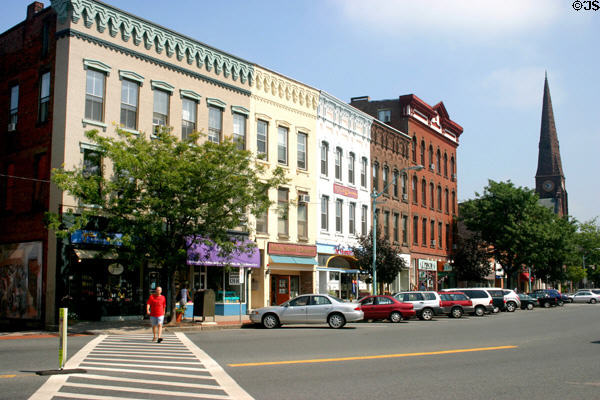 Italianate buildings of Main Street of Northampton. Northampton, MA.