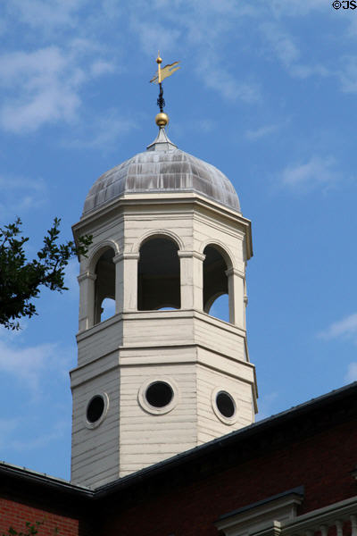 Octagonal tower of Harvard Hall. Cambridge, MA.