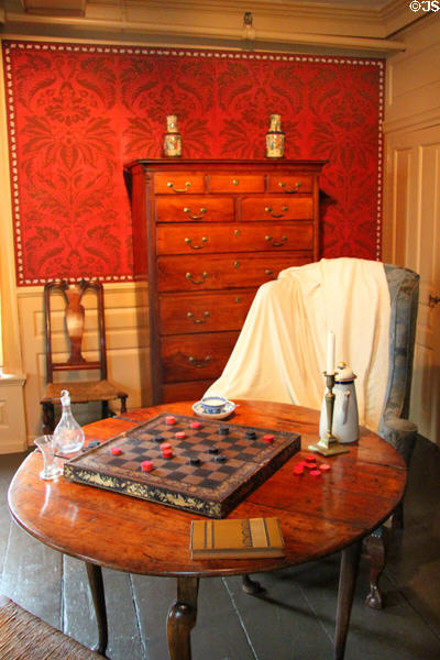 Detail of bedroom at House of Seven Gables. Salem, MA.