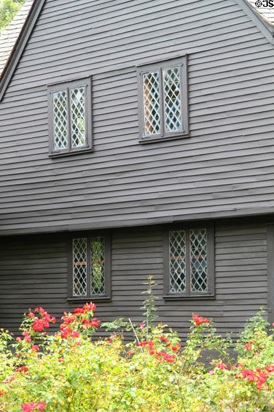 Leaded glass windows of John Ward House of Peabody Essex Museum. Salem, MA.
