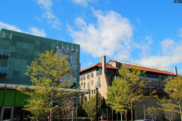 New wing of Gardner Museum (2012) beside original gallery house (1896). Boston, MA.