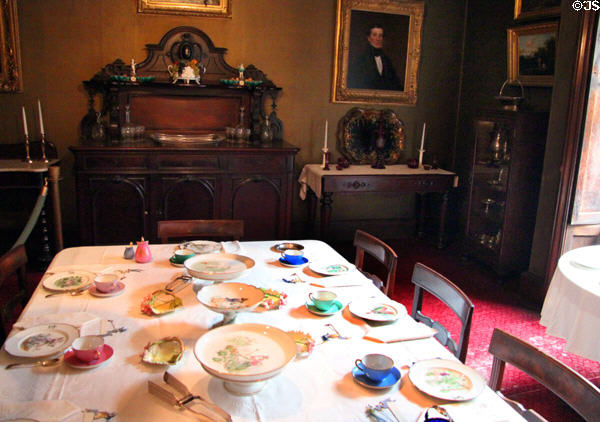 Dining room with sideboard at Gibson House Museum. Boston, MA.