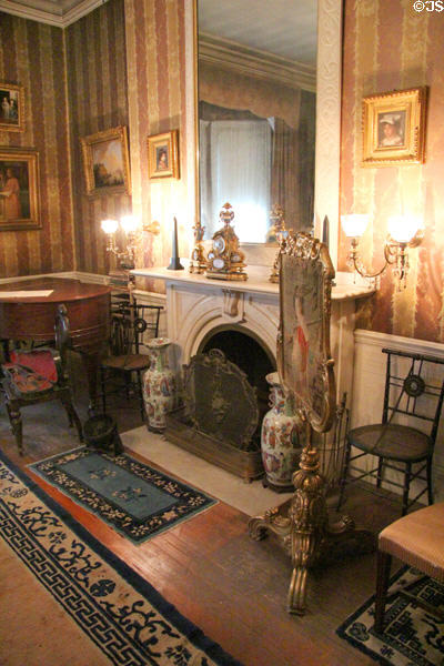 Second-floor music room redecorated in 1890 at Gibson House Museum. Boston, MA.