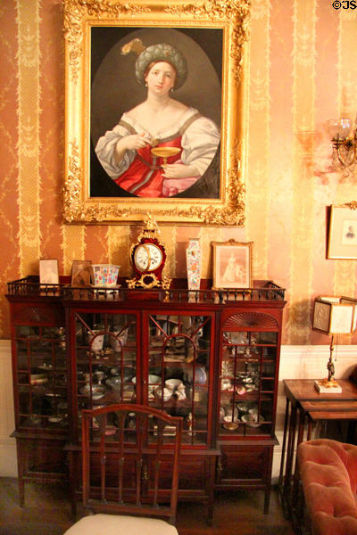 Painting over display cabinet in music room at Gibson House Museum. Boston, MA.