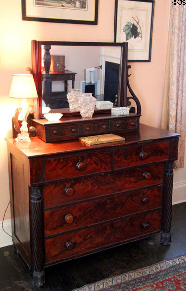 Chest of drawers in rear bedroom at Nichols House Museum. Boston, MA.