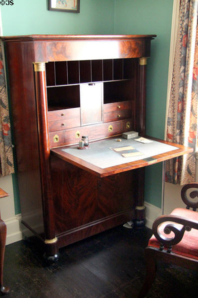 Drop front desk in front bedroom at Nichols House Museum. Boston, MA.