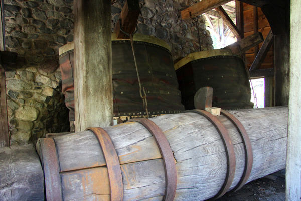 Blast furnace bellows drive shaft at Saugus Iron Works. Boston, MA.