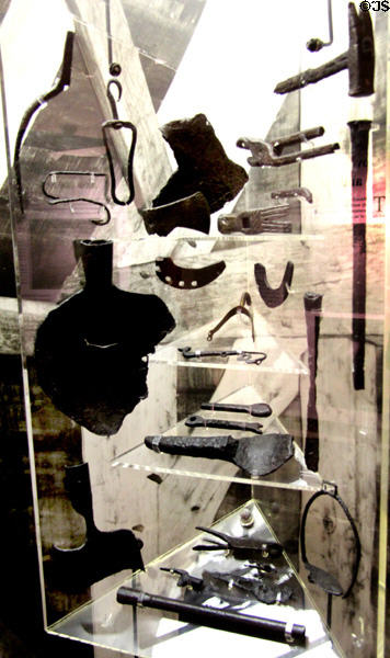 Early American iron objects at Saugus Iron Works. Boston, MA.