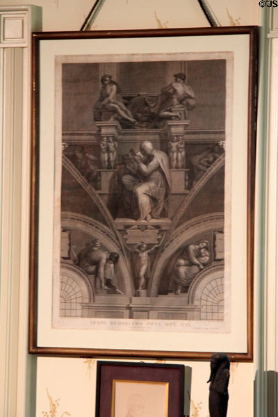 Graphic in Ralph Waldo Emerson's study (c1882) at Concord Museum. Concord, MA.