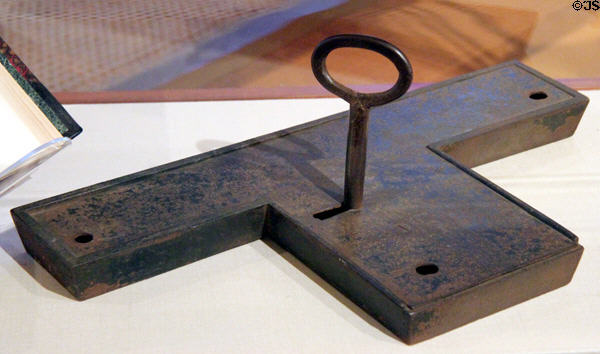 Lock & key from Concord jail where Henry David Thoreau was jailed for non-payment of taxes in protest of Mexican-American War after which Thoreau wrote his essay "Civil Disobedience" at Concord Museum. Concord, MA.