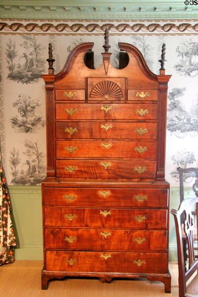 Chest-on-chest (c1776) from Concord at Concord Museum. Concord, MA.