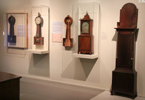 Clock collection at Concord Museum. Concord, MA.