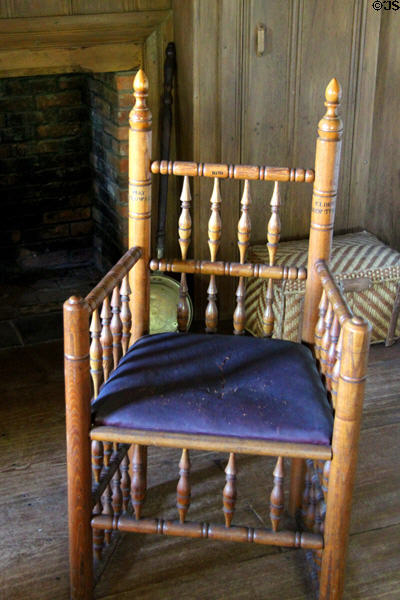 Great chair with turned back at John Balch Museum House. Beverly, MA.