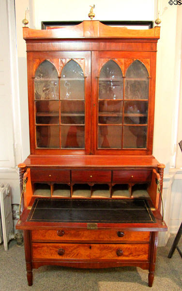 Dropfront Sheraton desk & bookcase at John Cabot House. Beverly, MA.