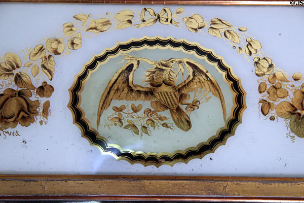 Guilded American eagle on mirror at Rev. John Hale House. Beverly, MA.