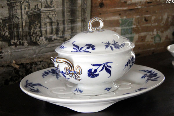 Porcelain covered tureen in dining room at Rev. John Hale House. Beverly, MA.