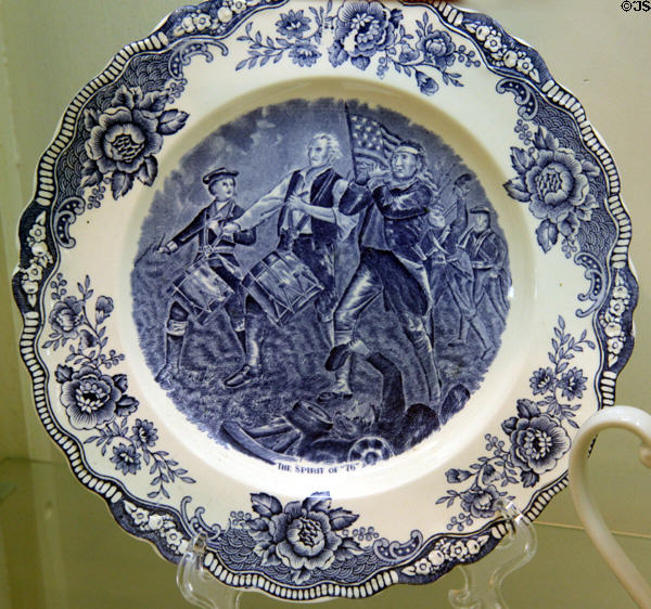 Spirit of 1776 commemorative plate after town's painting by Archibald Willard at Abbot Hall. Marblehead, MA.