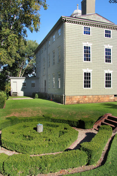 Boxwood garden of Jeremiah Lee Mansion. Marblehead, MA.