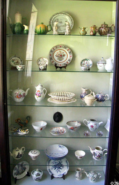Collection of porcelain at Jeremiah Lee Mansion. Marblehead, MA.
