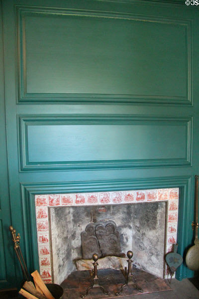Wood panels over fireplace at Jeremiah Lee Mansion. Marblehead, MA.
