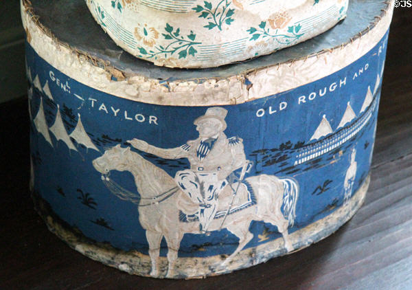"Genl. Taylor - Old Rough & Ready" band box at Jeremiah Lee Mansion. Marblehead, MA.