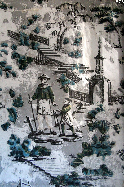 Chinese-patterned pagoda wallpaper at Jeremiah Lee Mansion. Marblehead, MA.