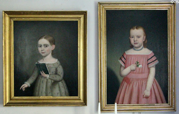 Portraits of little girls by William T. Bartoll at Jeremiah Lee Mansion. Marblehead, MA.