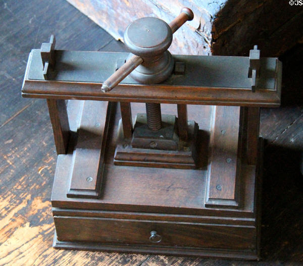 Press at Jeremiah Lee Mansion. Marblehead, MA.