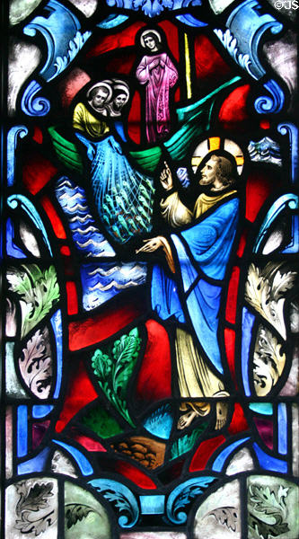 Stained glass window of disciples becoming Fishers of Men in Naval Academy Chapel. Annapolis, MD.