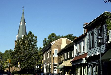 St Anne's Episcopal Church at end of Main St. Annapolis, MD.