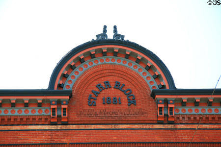 Roofline detail of Starr Block (1881) (31-33 West Chicago St.). Coldwater, MI.