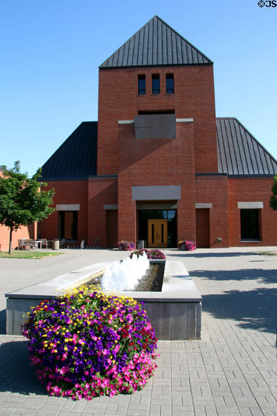 Sexton Commons beyond fountain at St. John's University. Collegeville, MN.
