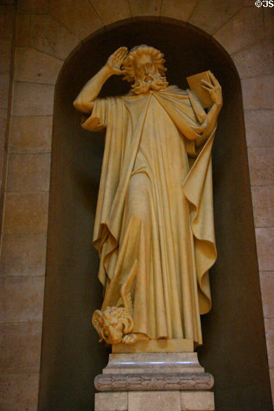 Statue of St Mark with winged lion at Cathedral of Saint Paul. St. Paul, MN.
