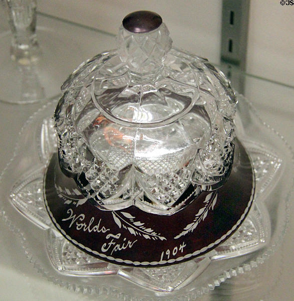 Ruby flash glass souvenir butter dish from 1904 St. Louis World's Fair at Chatillon-DeMenil Mansion. St. Louis, MO.