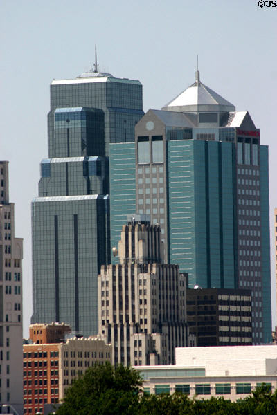 One Kansas City Place & Town Pavilion over Bryant Building. Kansas City, MO.