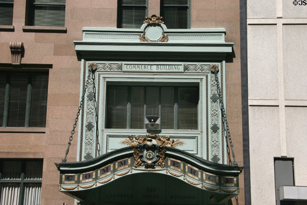 Entrance overhang of Commerce Bank & Trust Company. Kansas City, MO.