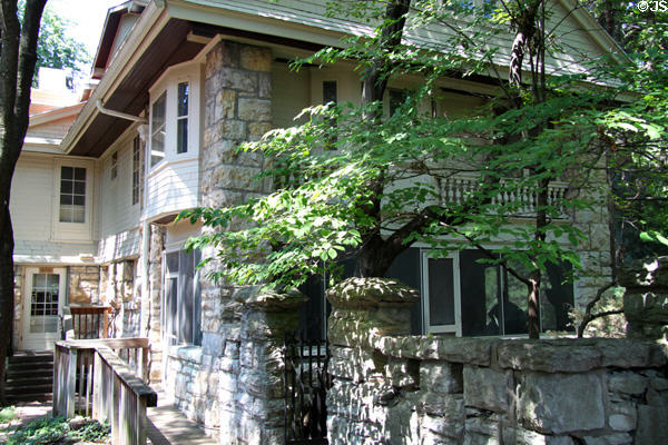 Stone wall exterior of Thomas Hart Benton Home. Kansas City, MO.