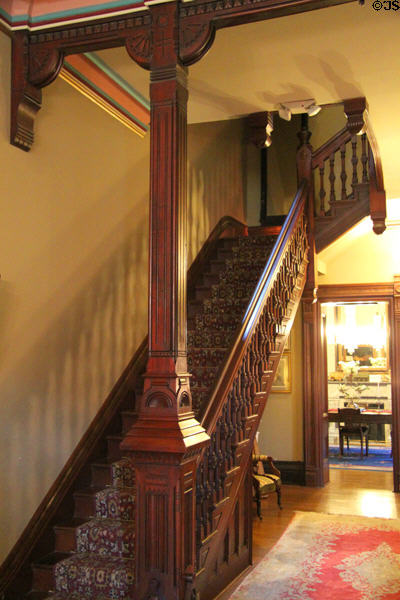 Front hall staircase at Vaile Mansion. Independence, MO.