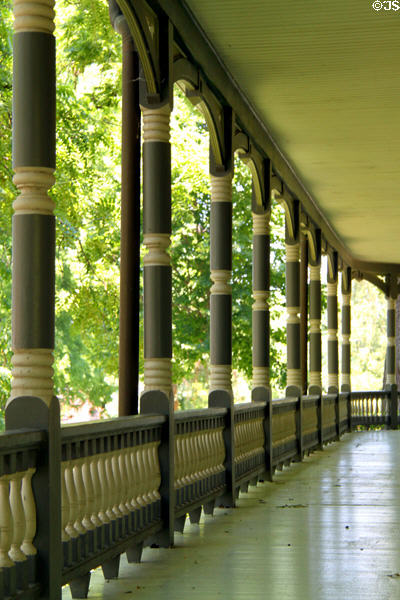Porch columns of Lewis-Bingham-Waggoner museum house. Independence, MO.