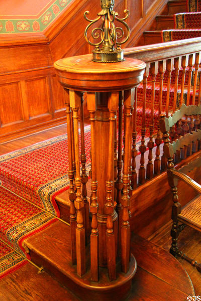 Newel post at Lewis-Bingham-Waggoner House. Independence, MO.