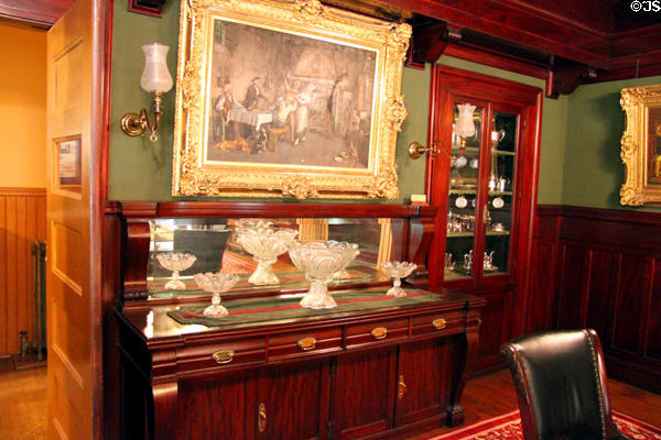 Dining room sideboard & cut glass at Lewis-Bingham-Waggoner House. Independence, MO.