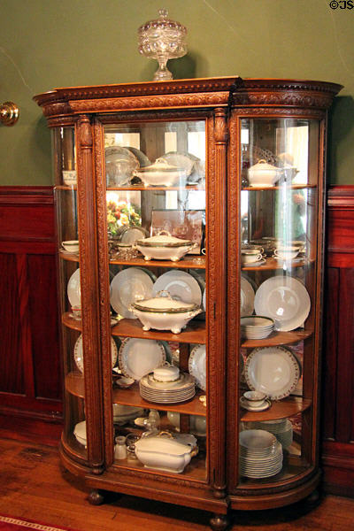 Curved-front china cabinet at Lewis-Bingham-Waggoner House. Independence, MO.