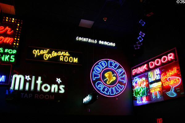 Neon sign collection from jazz clubs (1930-40s) at American Jazz Museum. Kansas City, MO.