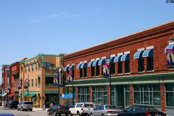 18th St. in jazz district streetscape at American Jazz Museum. Kansas City, MO.