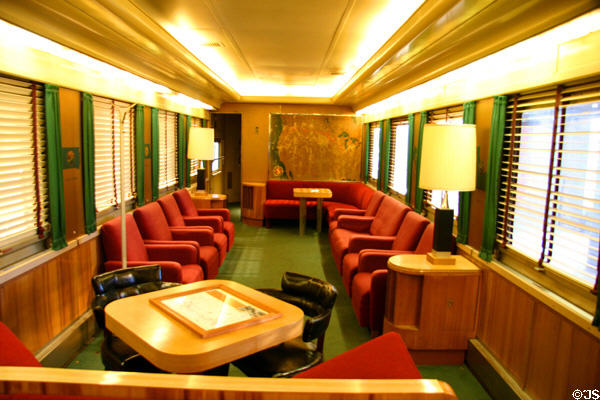 Interior of Great Northern parlor car 1292 at rail Museum at Kansas City Union Station. Kansas City, MO.